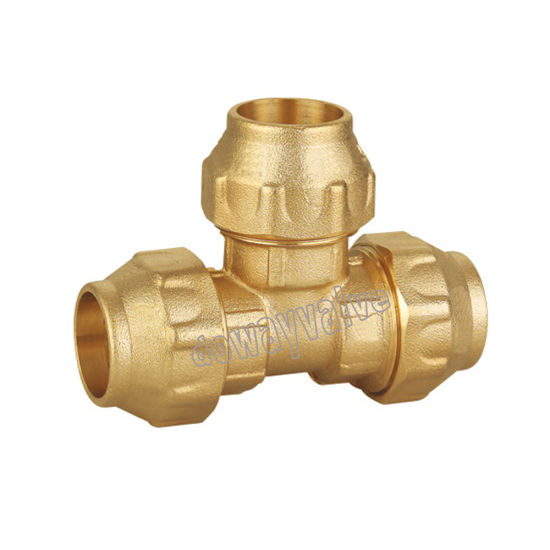 DIN8076 Brass Reduced Tee Compression Fittings for PE Pipe