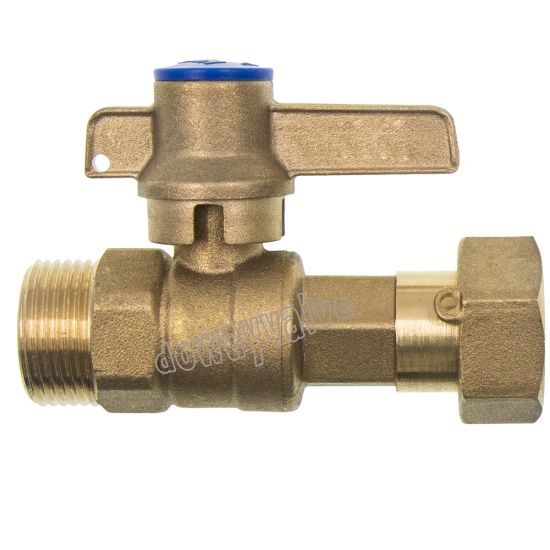 Lockable Ball Valve Brass Water Meter Valve with Free Nut