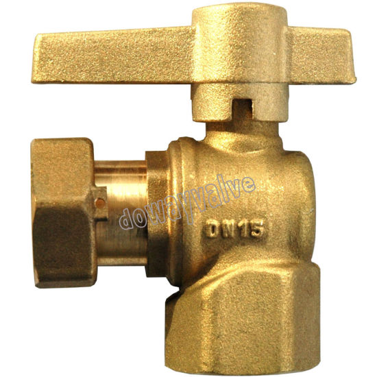 Water Meter Brass Ball Valve with Female and Free Nut (DW-LB001)